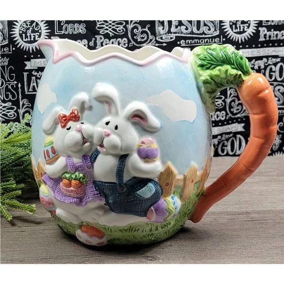 GKA Collectors Easter Bunny Egg Hunt Water Juice Serving Pitcher - Picture 1 of 16
